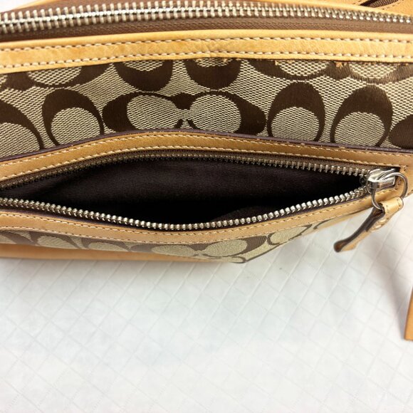 Coach Y2K Signature Logo Monogram Canvas Leather Tan Shoulder Bag Tassel #9363 - Picture 13 of 16